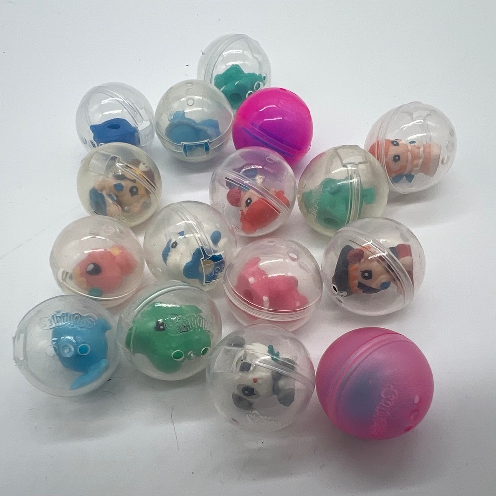 Squinkies Lot of 15 Miniature Figures in Capsules Series 1 2 Animals People